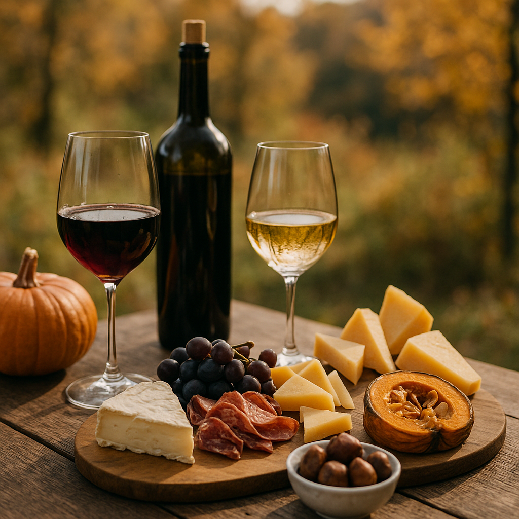 Découvrez les accords vins et mets d'automne lors d'une dégustation en plein air - Image