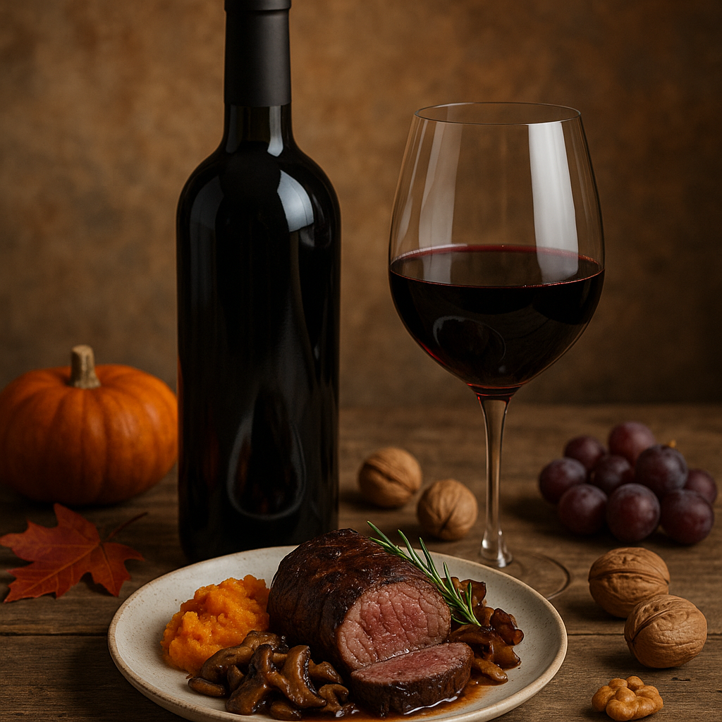 Den richtigen kräftigen Rotwein wählen, um die herbstlichen Aromen zu begleiten. - Image