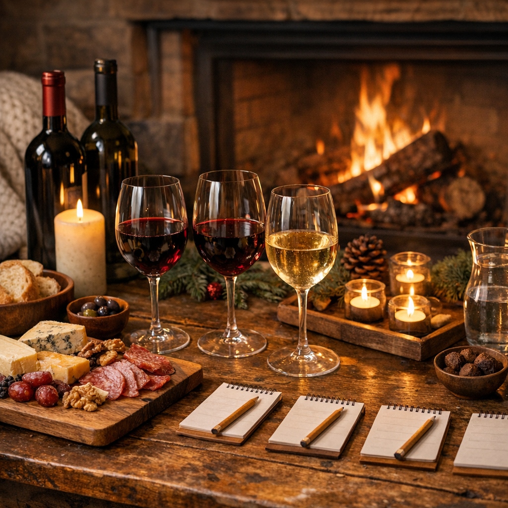 Image de l'article : Hvordan Arrangeres en Hyggelig Vinsmagning om Vinteren - Viniou