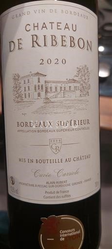 Bordeaux Bordeaux Supérieur Chateau de Ribebon Carriole 2020