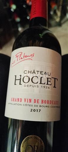 Viner Rouge sec Les Platanes Château Hoclet 2017 Frankrike Bordeaux Côtes-de-bourg AOC