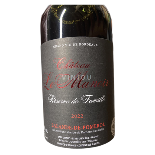 Bordeaux Lalande-de-Pomerol Château Le Manoir Réserve de Famille 2022
