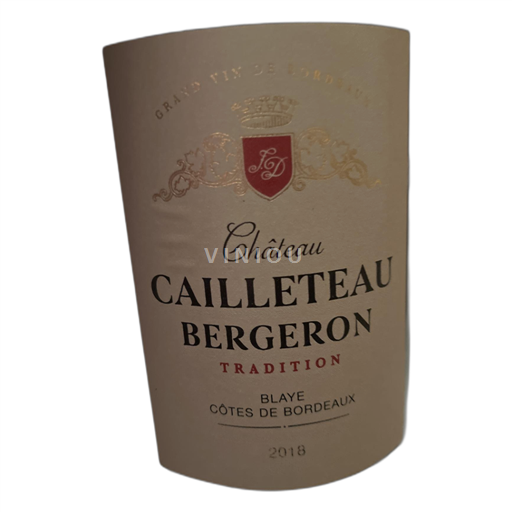 Bordéus Blaye-Côtes-de-Bordéus Château Cailleteau Bergeron Tradition 2018