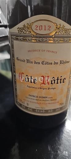 Rượu vang Rouge sec Patrick Jasmin 2012 Pháp Thung lũng Rhône Côte-rôtie AOC