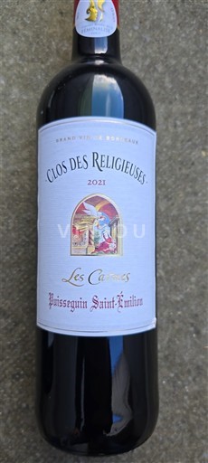 Bordeaux Puisseguin-saint-émilion Clos des Religieuses Les Carmes 2021