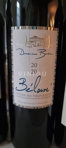 Vin Rouge sec Bélouvé Domaine Bunan 2020 France Provence Côtes-de-provence AOC