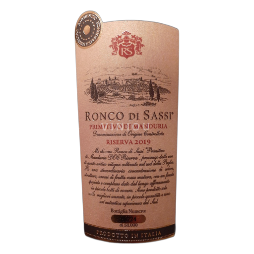 Apulia Primitivo di Manduria Dulce Natural Ronco di Sassi Reserva 2019