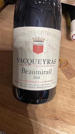 Rhône Valley Vacqueyras Beaumirail 2016