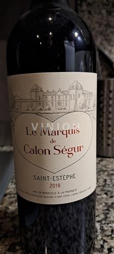 Bordeaux Saint-Estèphe Château Calon Ségur Le Marquis de Calon Ségur 2018
