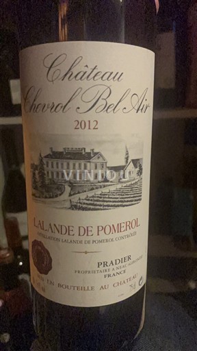 Bordeaux Lalande-de-pomerol Château Chevrol Bel Air 2012