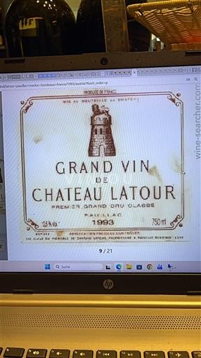 Burdeos Pauillac Château Latour Grand Vin 1993