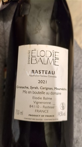 Thung lũng Rhône Rasteau Domaine Élodie Balme 2021