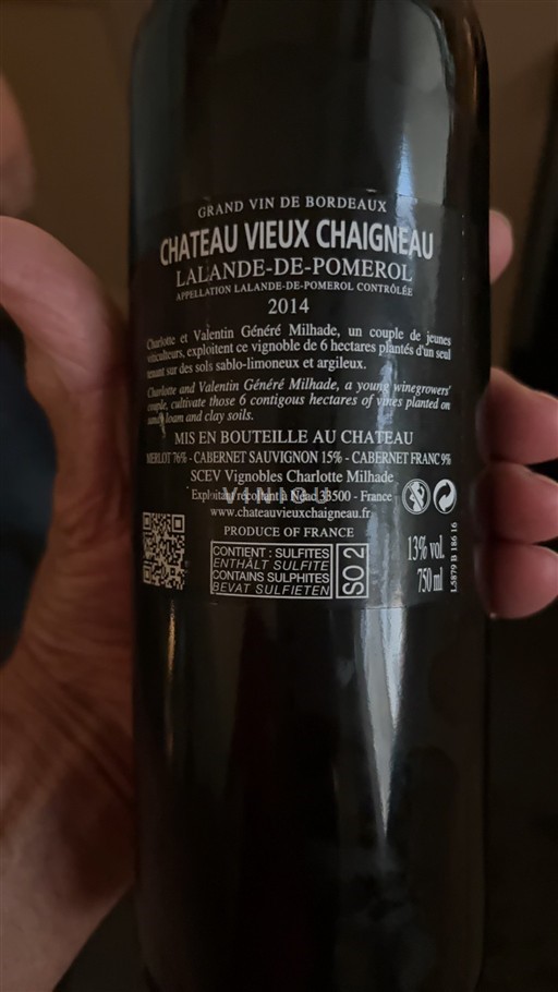 Bordeaux Lalande-de-Pomerol Château Vieux Chaigneau 2014