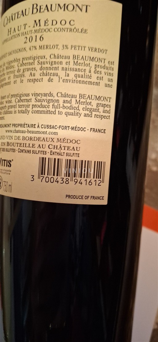 Bordeaux Haut-Médoc Château Beaumont 2016