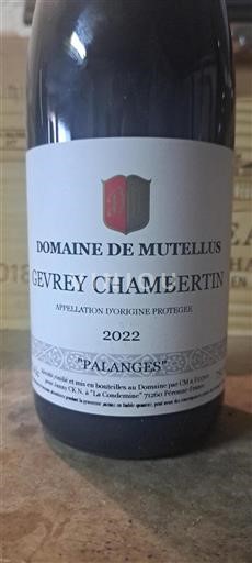 Borgoña Gevrey-Chambertin Domaine de Mutellus Palanges 2022