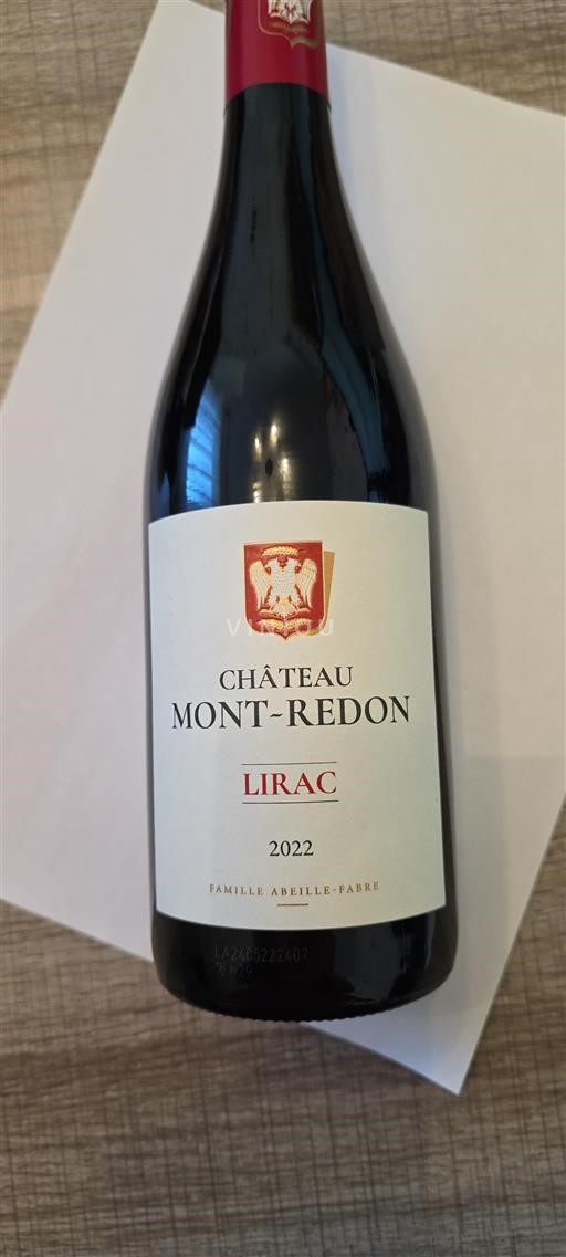 Vin Rouge sec Château Mont-Redon 2022 France Vallée du Rhône Lirac AOC