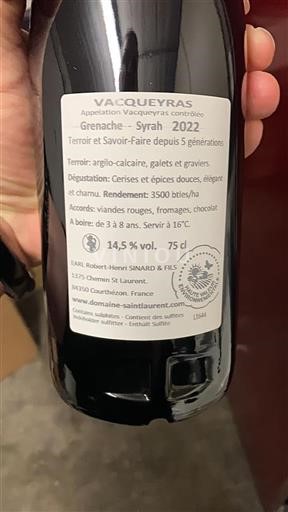 Valle del Ródano Vacqueyras Domaine Saint Laurent 2022