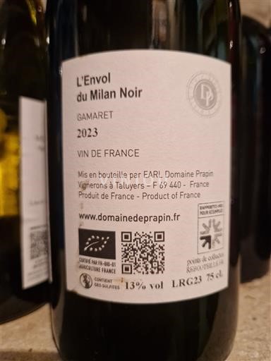 Lyonnais Đồi Lyonnais Domaine Prapin L'envol du milan noir 2023