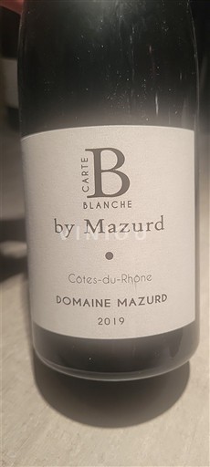 Valle del Ródano Côtes del Ródano Domaine Mazurd Carte Blanche 2019