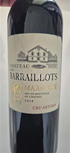 Bordeaux Margaux Château Les Barraillots 2018