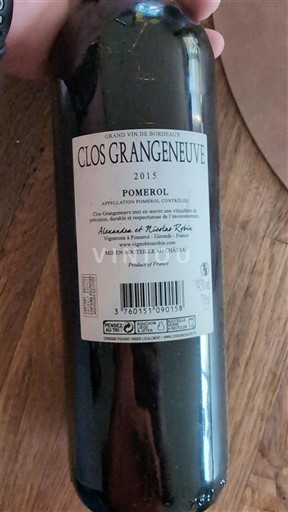 Bordeaux Pomerol Clos Grangeneuve 2015