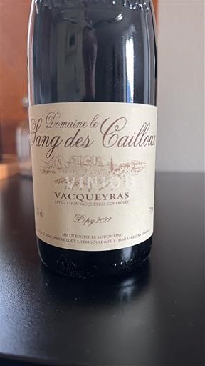 Thung lũng Rhône Vacqueyras Domaine Le Sang des Cailloux 2022