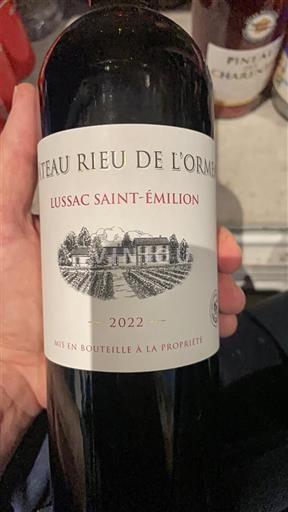 Bordeaux Lussac-saint-émilion Château Rieu de l'Orme 2022