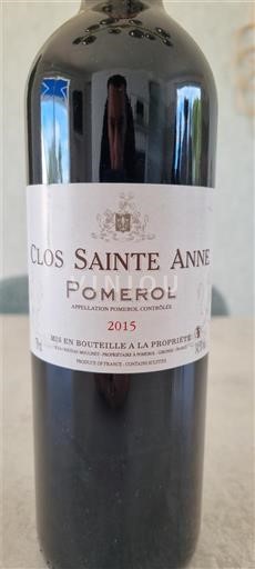 Vin Rouge sec Clos Sainte-Anne 2015 France Bordeaux Pomerol AOC