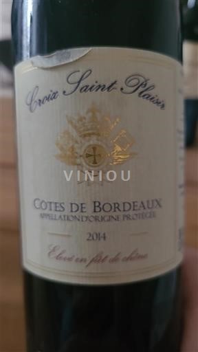 Burdeos Côtes-de-Bordeaux Croix Saint-Plaisir 2014