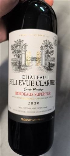 Bordeaux Bordeaux Supérieur Château Bellevue Claribes Prestige 2020