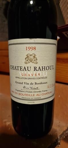 Bordeaux Graves Chateau Rahoul 1998