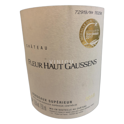 Bordeaux Bordeaux Supérieur Fleur Haut Gaussens 2015