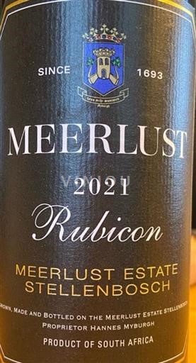 Région côtière Stellenbosch Meerlust Rubicon 2021
