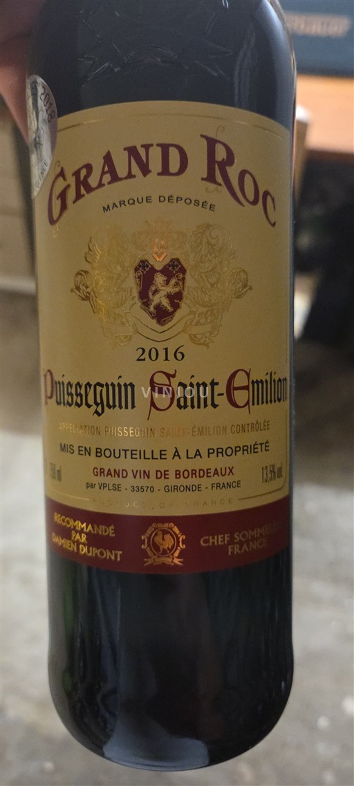 Bordeaux Puisseguin-saint-émilion Grand Roc 2016