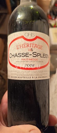 Burdeos Haut-Médoc Chasse-Spleen L'Héritage de Chasse-Spleen 2008