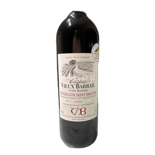 Bordéus Puisseguin-saint-émilion Château Vieux Barrail Magrine 2016
