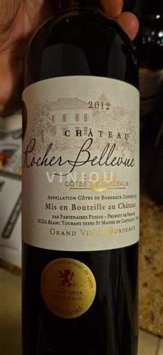 Vin Rouge sec Château Rocher Bellevue 2012 France Bordeaux Côtes-de-Bordeaux AOC