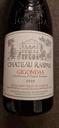 Rhônedalen Gigondas Chateau Raspail 2020