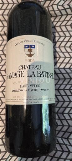 Bordeaux Haut-Médoc Château Ramage La Batisse 2006