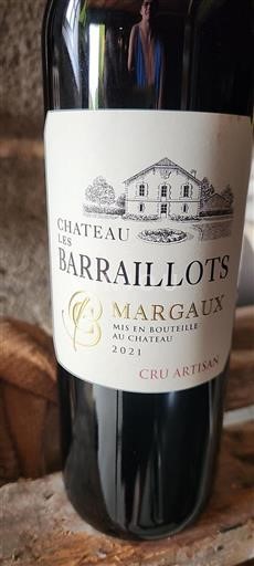 Vin Rouge sec Château Les Baraillots 2021 France Bordeaux Margaux AOC