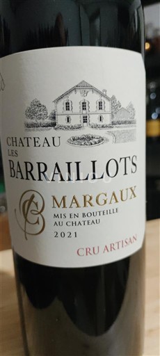 Bordeaux Margaux Château les Baraillots 2021