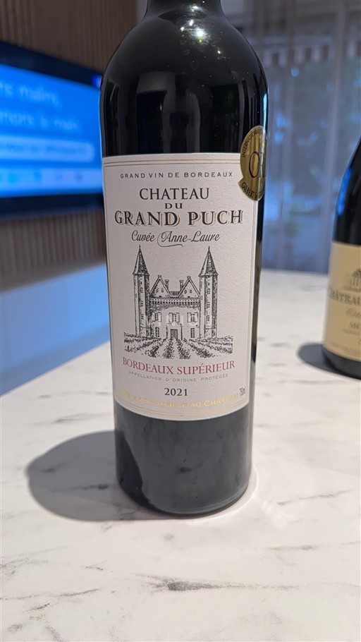 Vin Rouge sec Cuvée Anne-Laure Château Grand Puch 2021 France Bordeaux Bordeaux supérieur AOC