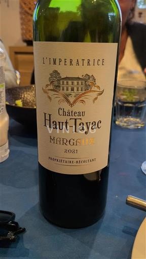 Vin Rouge sec L'Imperatrice Château Haut Tayac 2021 France Bordeaux Margaux AOC