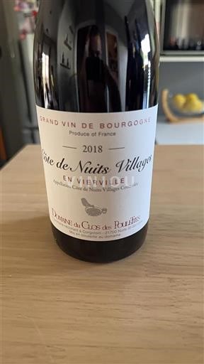 Burgundi Côte de Nuits -kylät Domaine du Clos des Poulettes En Vierville 2018