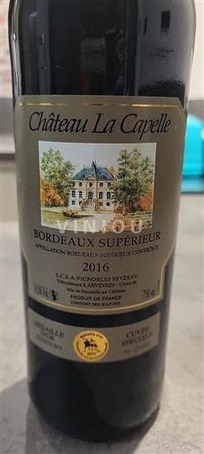 Vin Rouge sec Cuvée Spéciale Château La Capelle 2016 France Bordeaux Bordeaux supérieur AOC