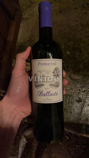 Bordeaux Pomerol La Pointe Ballade 2016