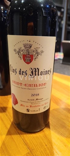 Bordeaux Saint-Émilion Clos des Moines 2018