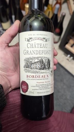 Bordeaux Château Grandefont La Gabare 2022