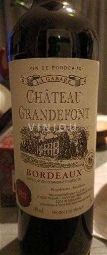 Bordeaux Château Grandefont La Gabare 2022