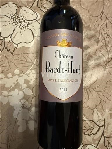 Vin Rouge sec Château Barde-Haut 2018 France Bordeaux Saint-Émilion Grand Cru AOC